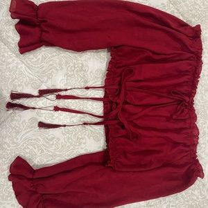 off the shoulder crop top with flare sleeves, from shein size XL never worn